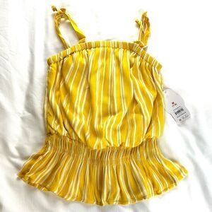 NWT Wonder Nation Elastic Waist Tank Peplum Yellow White Girls Sz M 7-8 Shirt